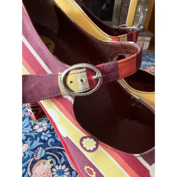 Hot Chocolate Design Mary Jane Heel Shoes 1970s Mod Floral Print Sz. 39 - Picture 6 of 10